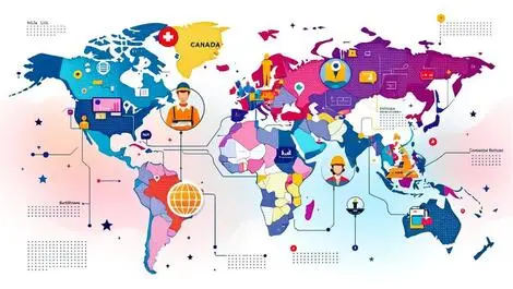 Global map contractors consultants connecting us canada uk switzerland india philippines modern vivid