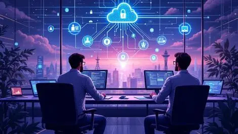 Modern digital illustration it security professionals australia new zealand cloud security ai risk management