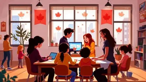 Canadian classroom teachers parents collaborate computer children learning
