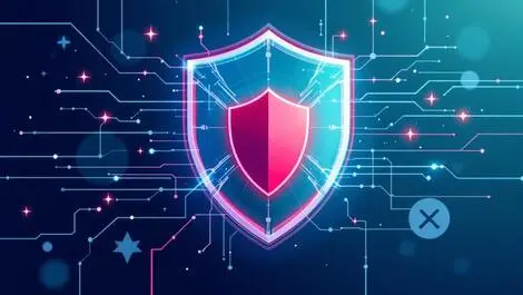 Digital shield protecting australia map cyber threats illustration