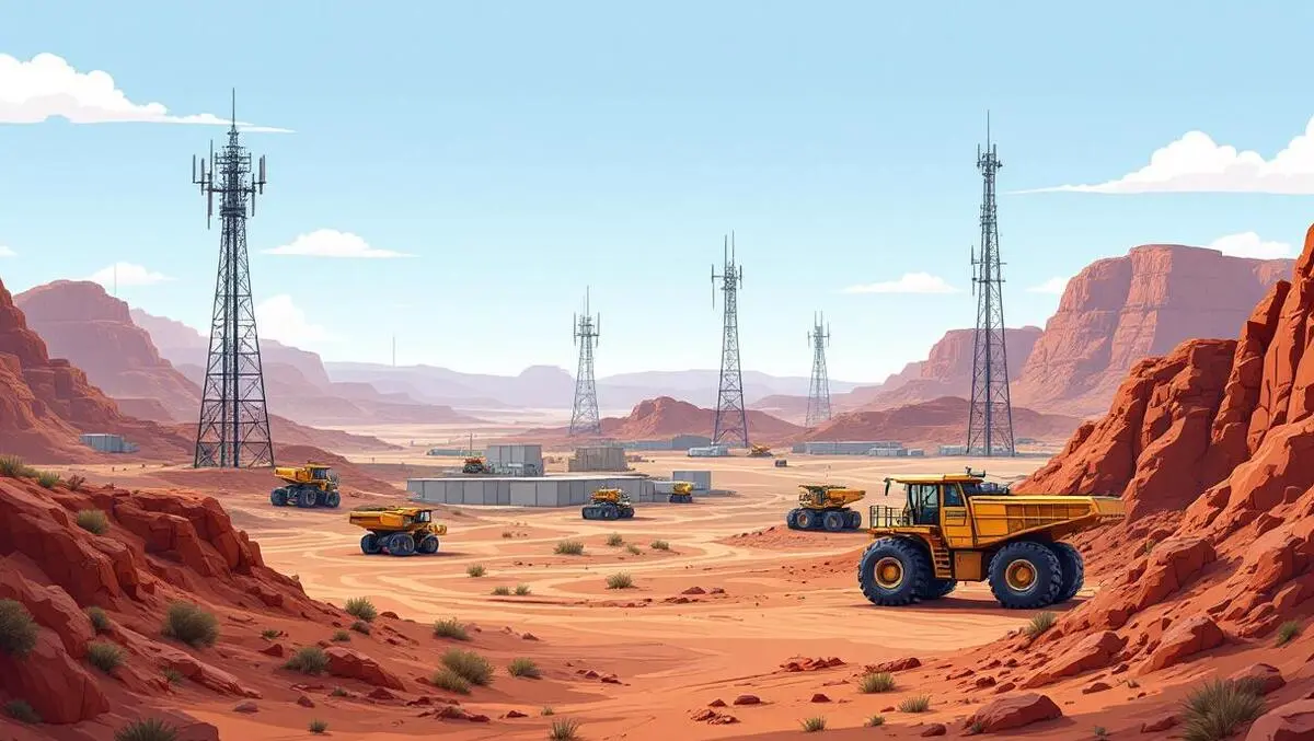 Large australian mining site network towers automation equipment vehicles