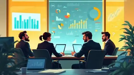 Uk business leaders puzzled digital transformation modern office charts