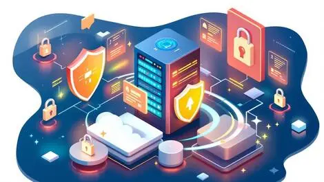 Secure server with shields digital locks and alerts protecting online threats