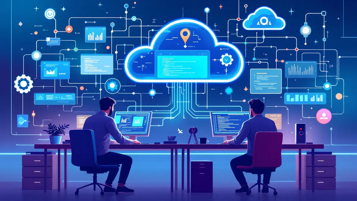 Software engineers collaborating cloud infrastructure ai monitoring automation