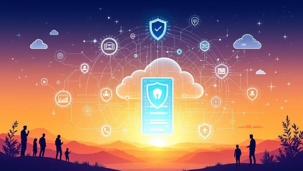 Secure cloud servers digital shields professionals collaborate anz landscape analytics cybersecurity