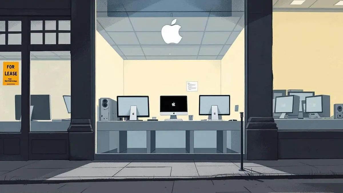 Closed electronics store apple computers for lease sydney city scene business collapse