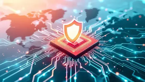 Shield computer chip digital network asia pacific japan india europe cybersecurity