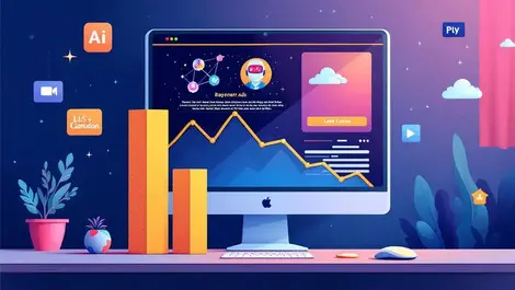 Declining bar graph traditional digital banner ads fading ai entertainment us