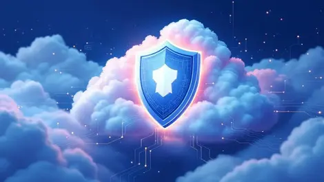 Shield digital clouds abstract ai network data flow graphics ai cloud security