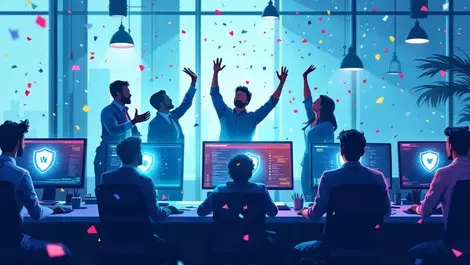 Cybersecurity professionals new zealand office celebration shield icons