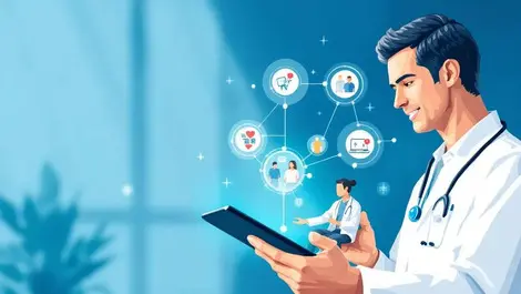 Australian doctor using tablet digital healthcare services online patients connection