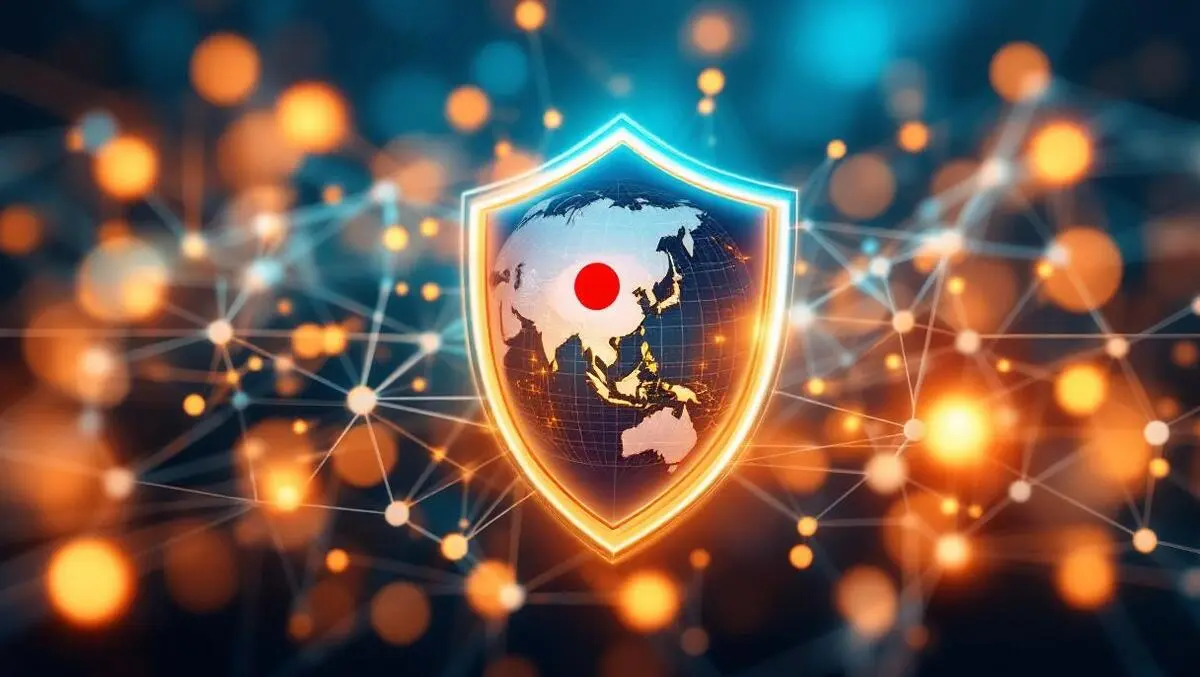Digital shield network lines globe japan ai global cybersecurity defense