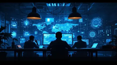 Cinematic ai cyber attack surface control room smart home web