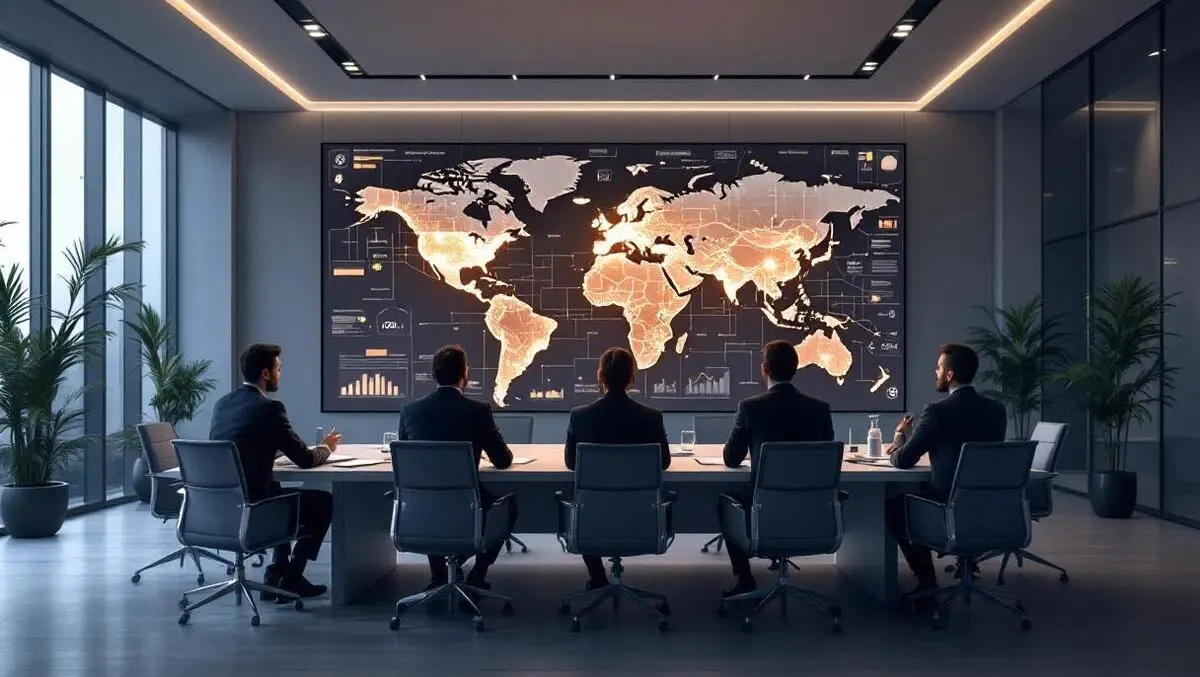 Ai governance boardroom 2026 execs reviewing global risk map