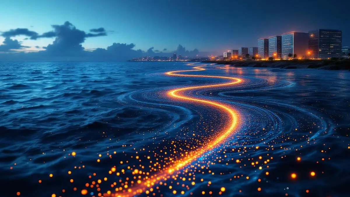 Glowing undersea fibre optic cable to australian coast datacenter
