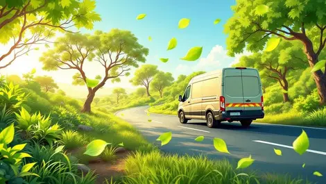 Eco delivery van australia new zealand lush landscape green leaves