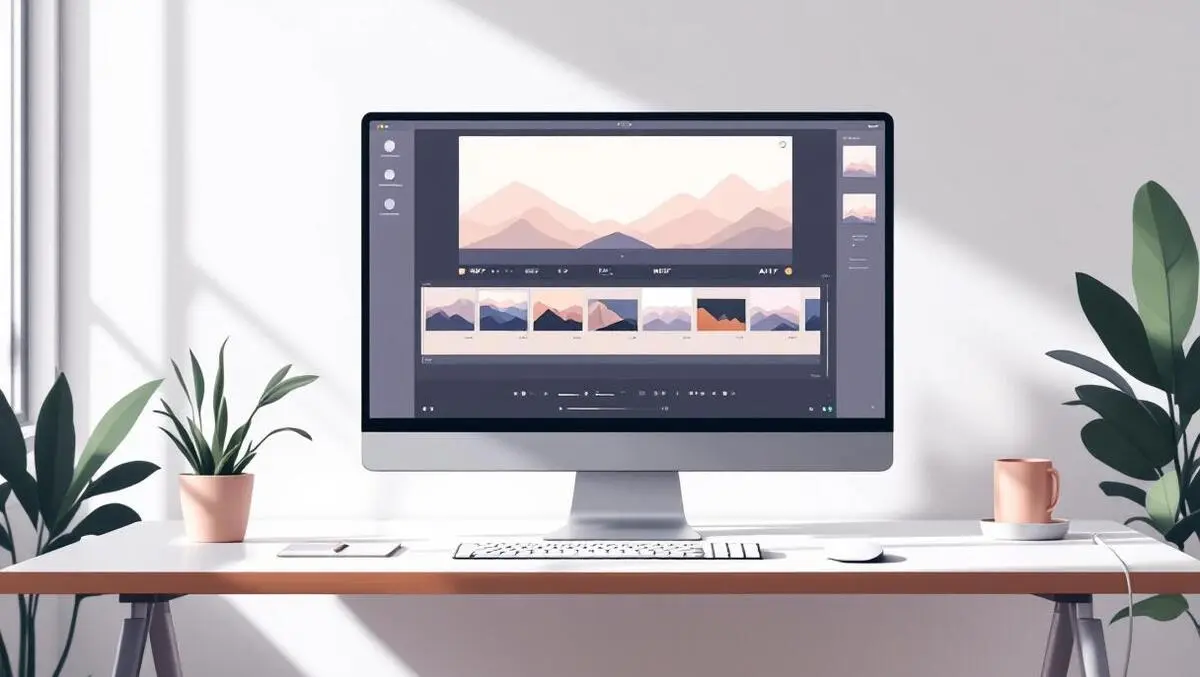 Minimalist photo editor monitor with modern image format icons
