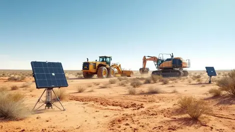 Australian outback rugged machinery with satellite trackers