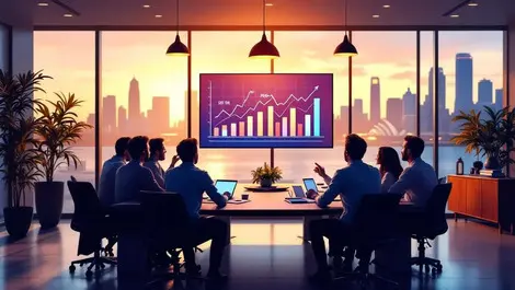 Modern australian boardroom executives profit growth sydney view