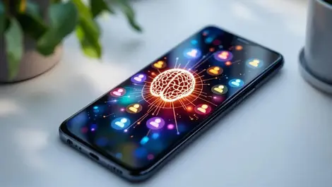 Samsung galaxy on minimal desk multiple ai assistants brain glow